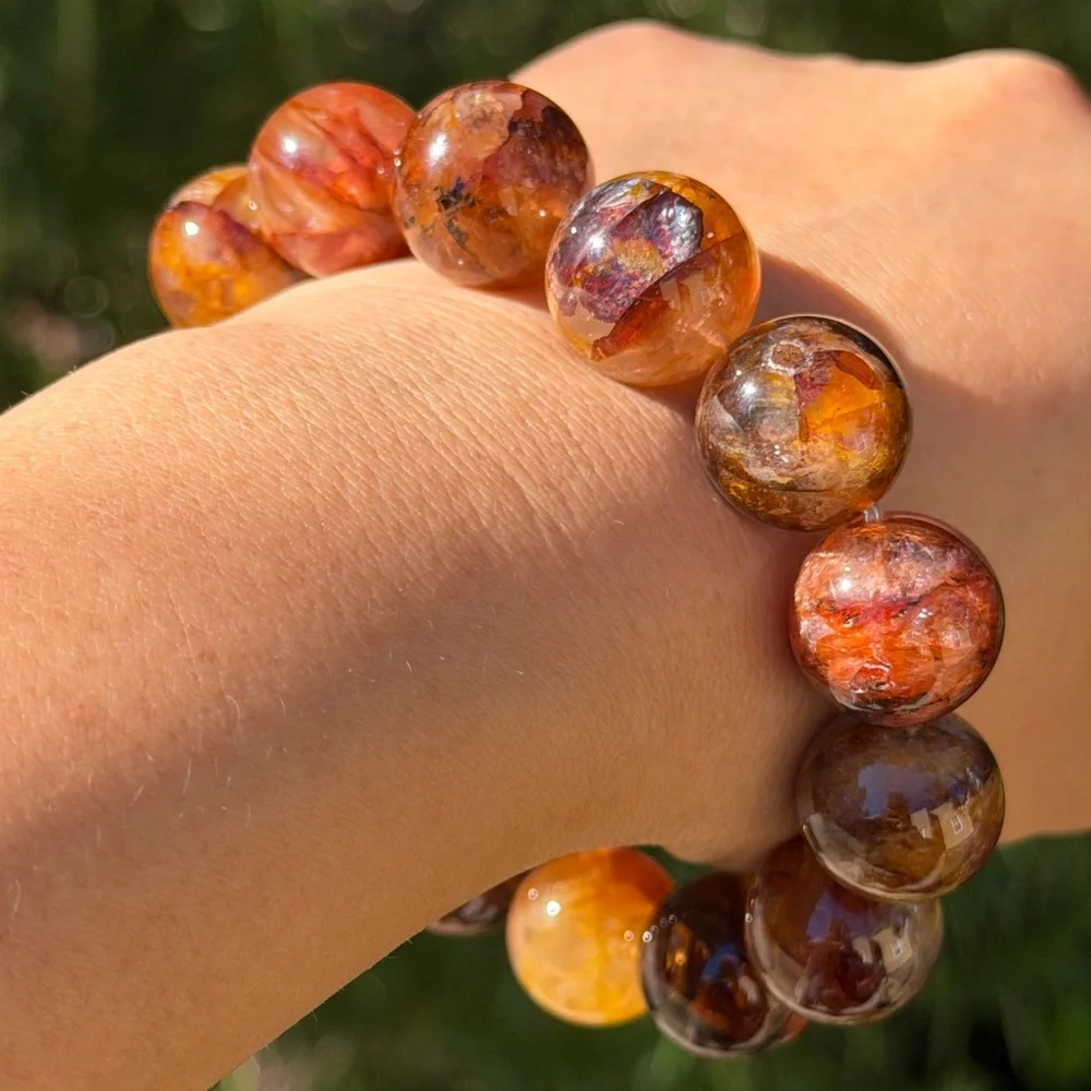 16.5mm stretchable dark golden healer bracelet 0595‎